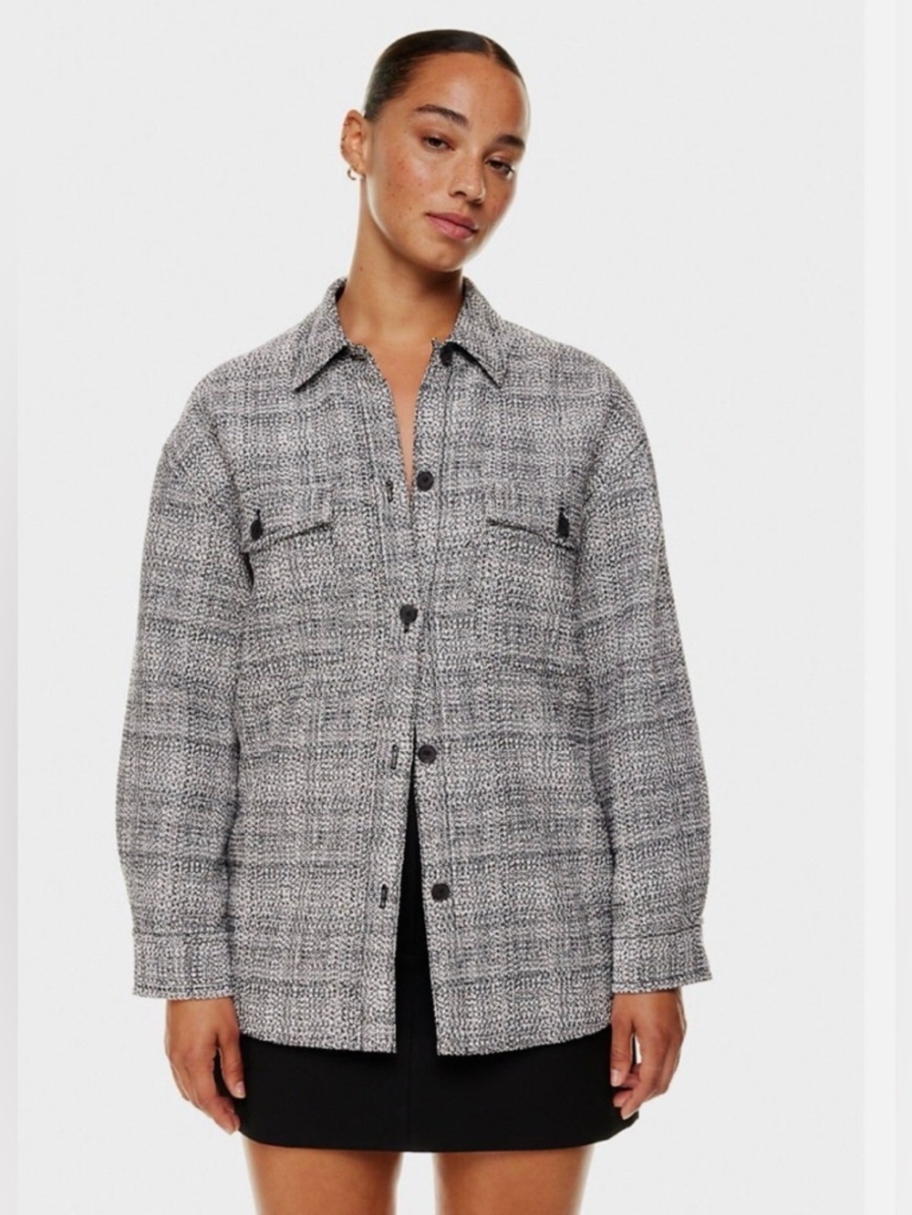 BABATON (Aritzia) Joan Shirt Jacket. Lined. Solange BlackWhite. Medium